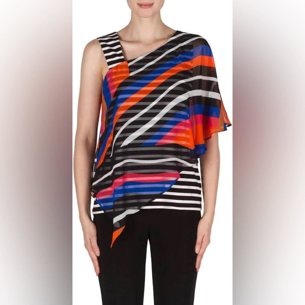 Joseph Ribkoff Tangerine/Multi Top Style 181238 Size 6